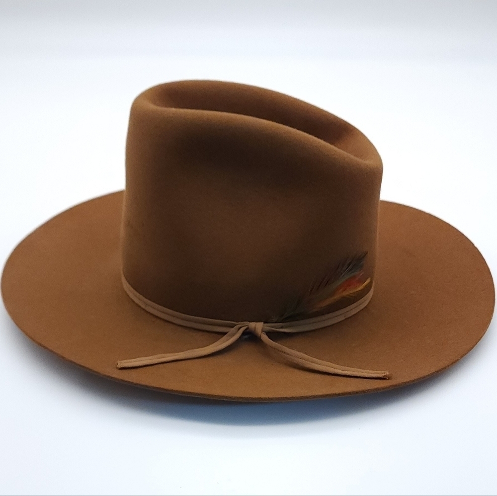 Thoroughbred Moleskin Brown Western Cowboy Hat Yellowstone Gunsmoke VTG 6 5/8 - Picture 3 of 14